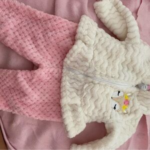Cozy Pink and Cream Fleece Baby Outfit